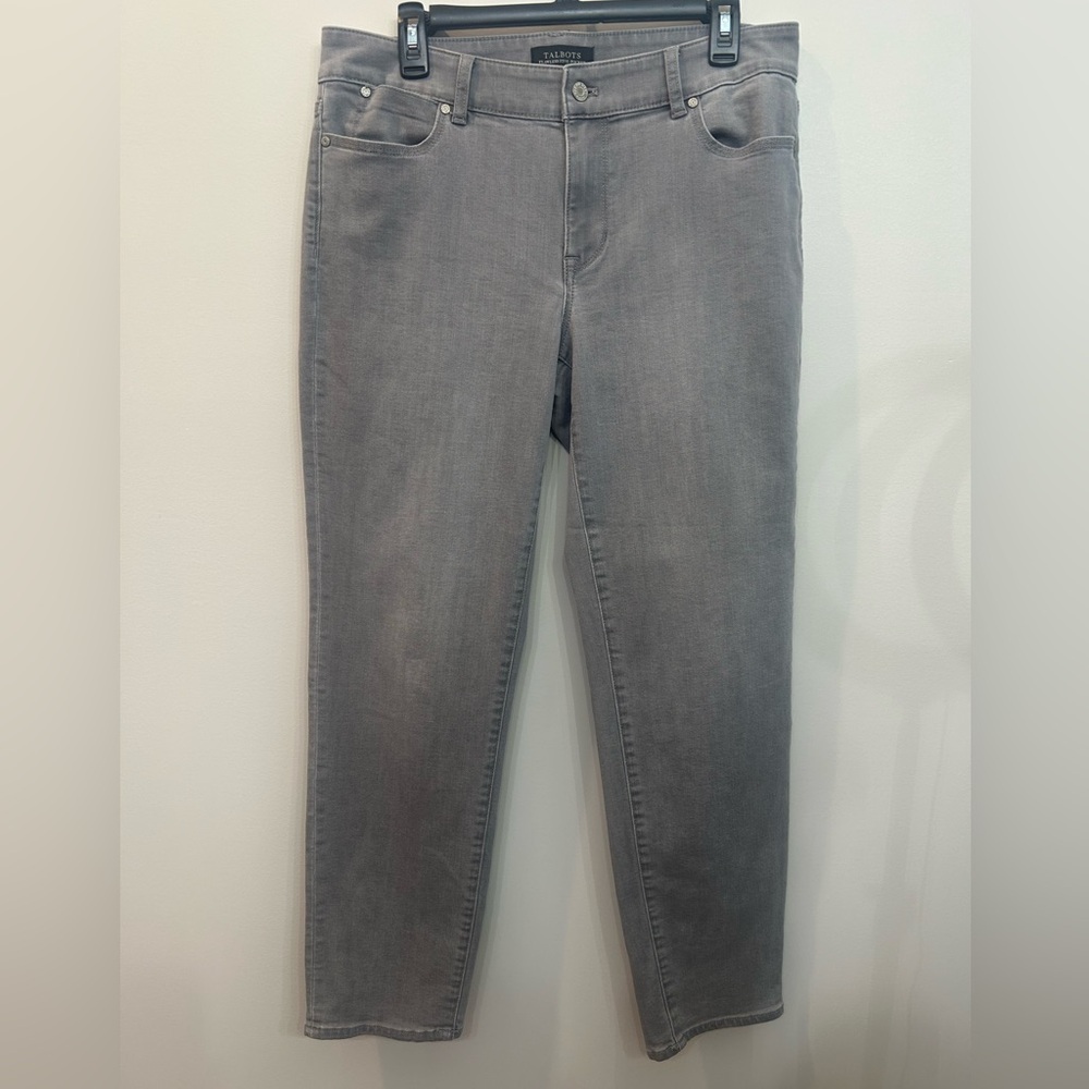 Talbots Flawless Five Pocket Boyfriend Jeans Gray Washed Color Size 10